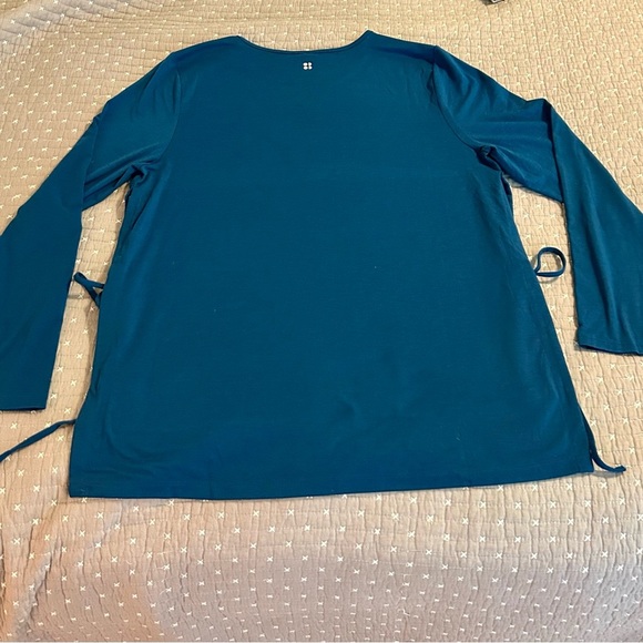 Sweaty Betty Women’s High Low Side Tie Yoga Top Peacock Blue Size XL - Picture 3 of 8